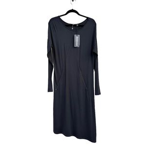 Betabrand Asymmetrical Hem Sweatshirt Travel Dress Black Career Office NWT